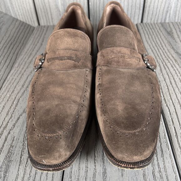 Salvatore Ferragamo Men\'s Suede Monk Strap Loafers Brown 9.5 D UG42220 Italy main image 15